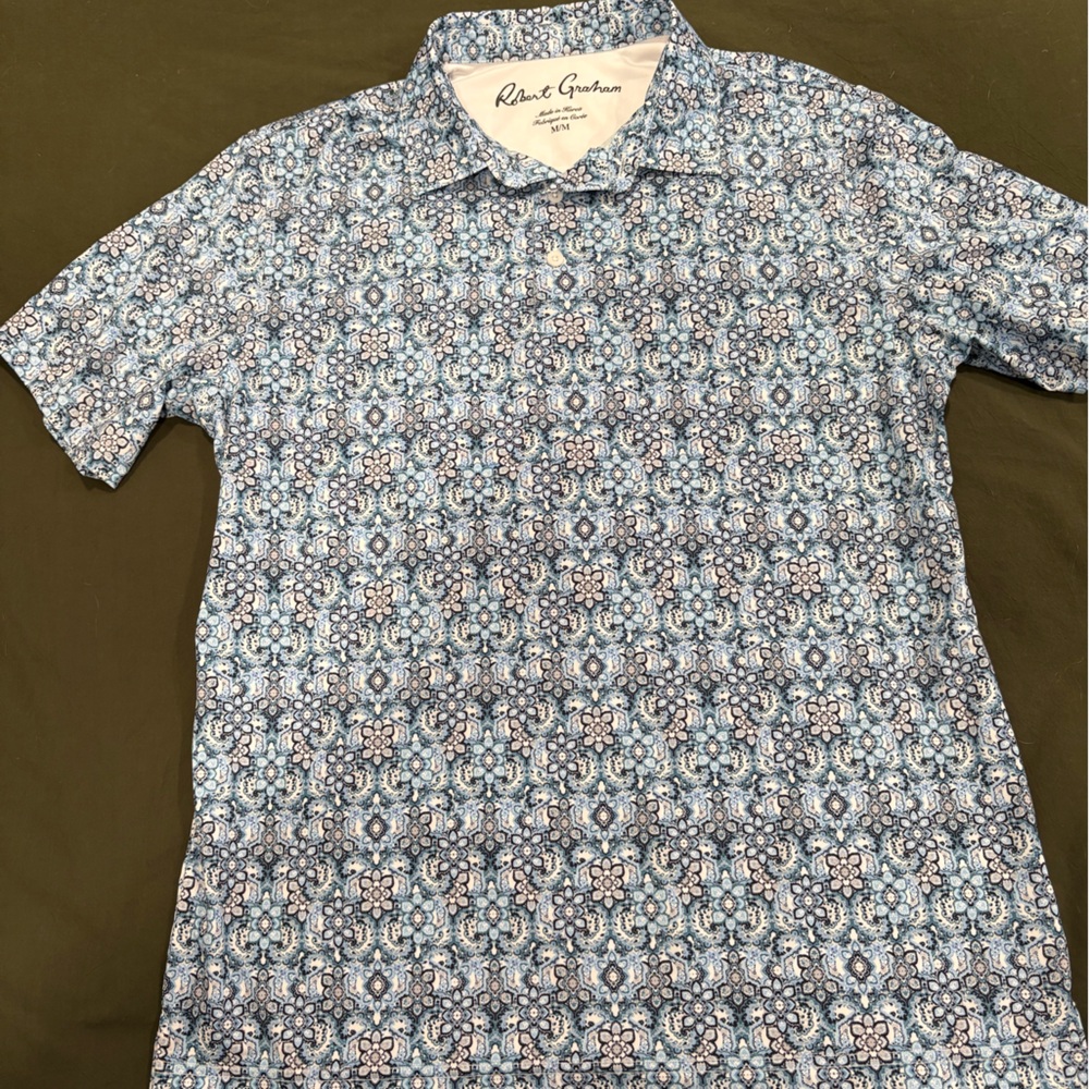 Robert Graham Blue and White Floral Shirt